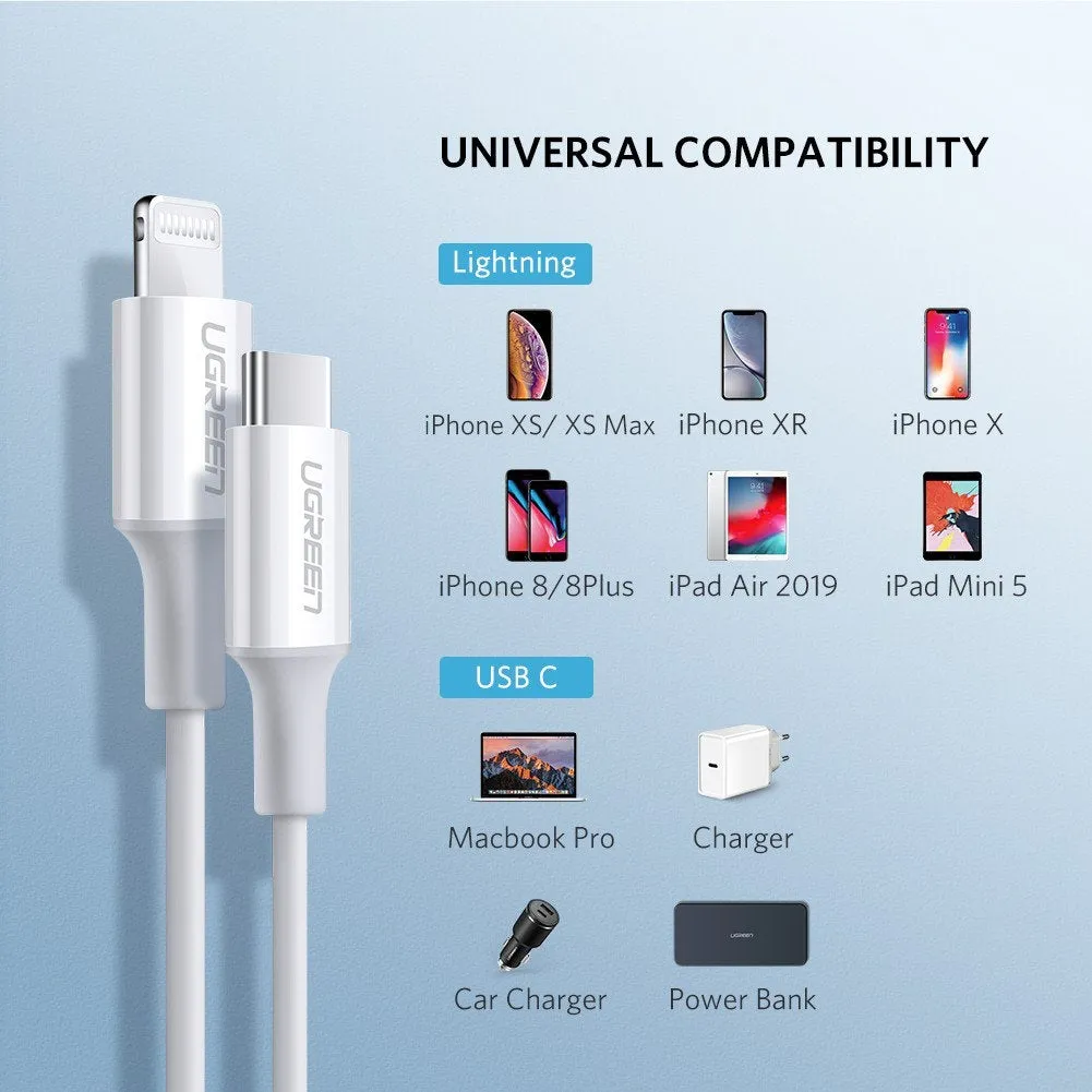 10493 Type-C to MFI iPhone M/M Cable | Rubber Shell | 1M | White