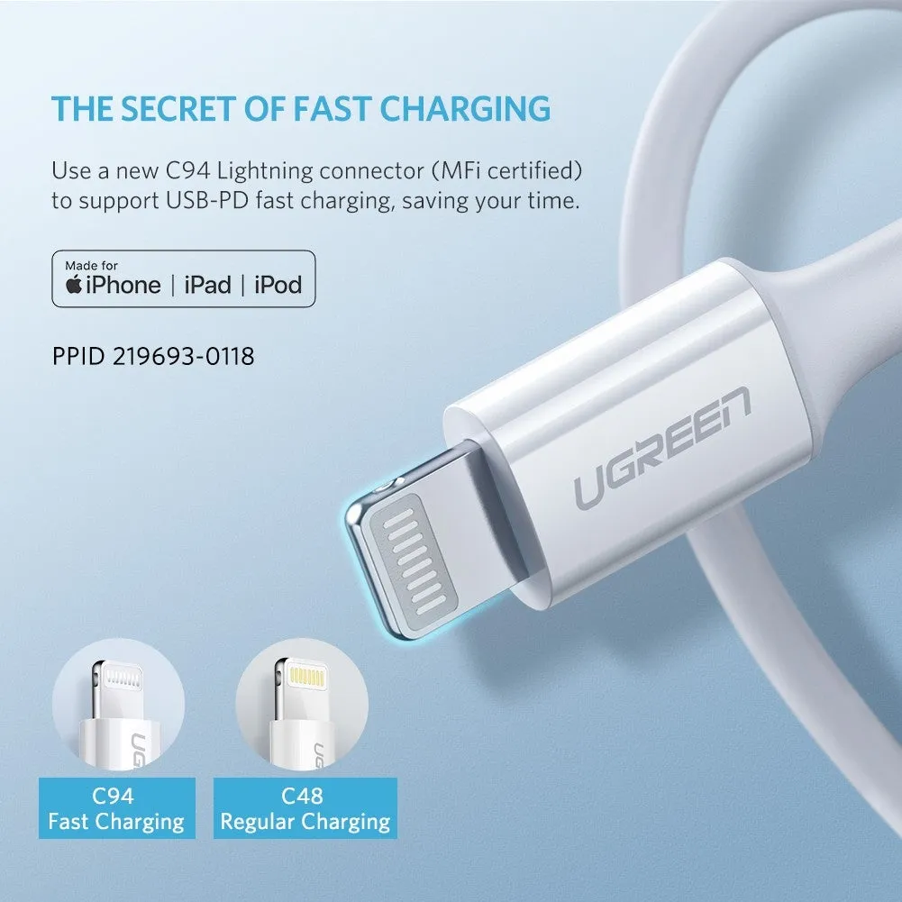 10493 Type-C to MFI iPhone M/M Cable | Rubber Shell | 1M | White