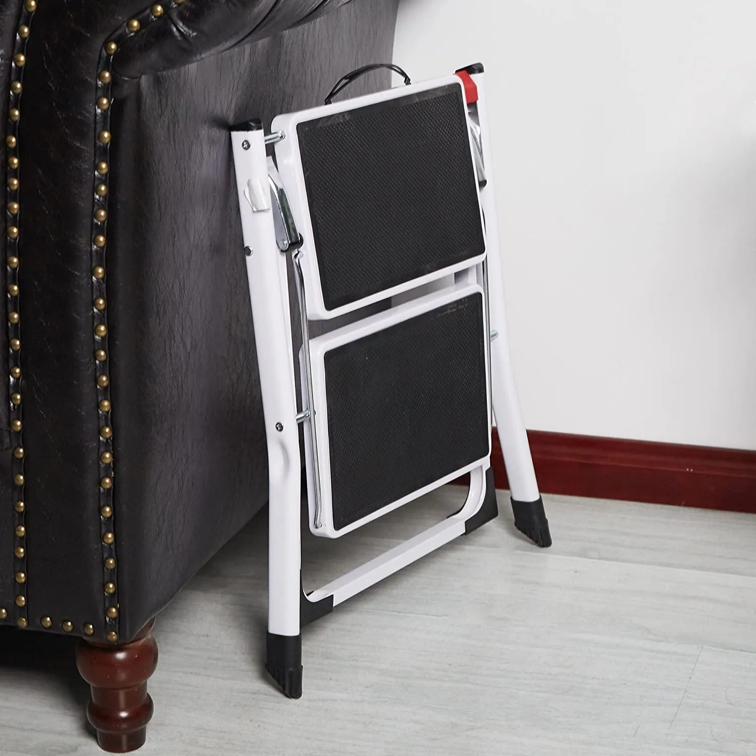 2 Step Stool Small Foldable Step Ladders with Wide Pedals, 17"