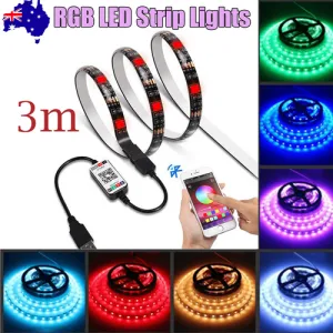 3M RGB LED Strip Lights | IP65 Waterproof | 5050 SMD 300 LEDs | 12V USB Bluetooth