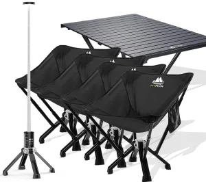 6-Pack: 4xBlack Classic Chairs 1xLong Table 1xLight