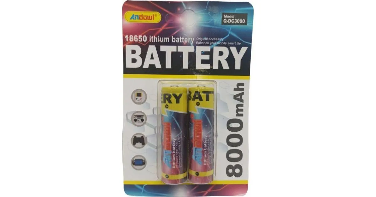 ANDOWL 18650 LITHIUM BATTERY Q-DC3000 TWINPACK