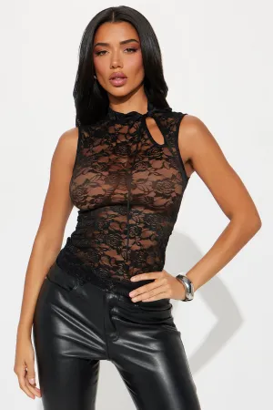 Banks Sheer Lace Cut Out Top - Black