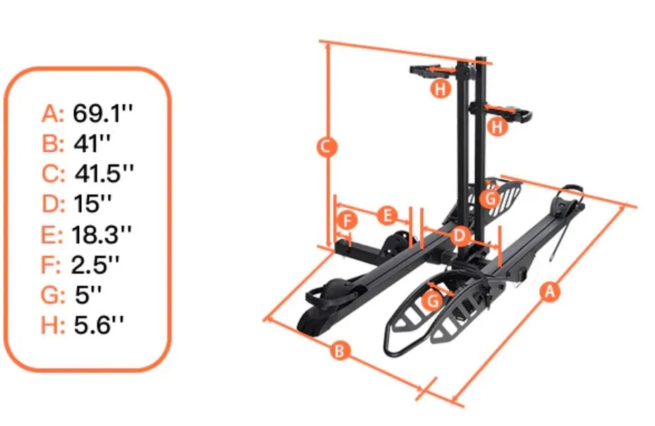 Cravot CyberRack E2 Foldable 200lbs Capacity 2in Receiver Hitch Bike Rack
