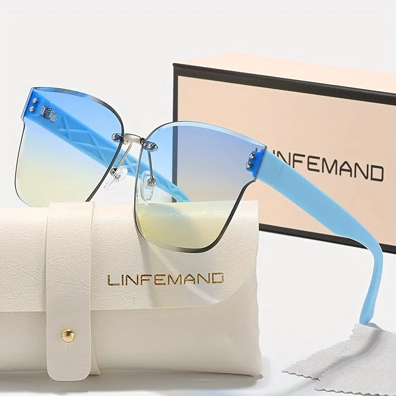 Frameless Gradient Cat Eye Glasses for Women