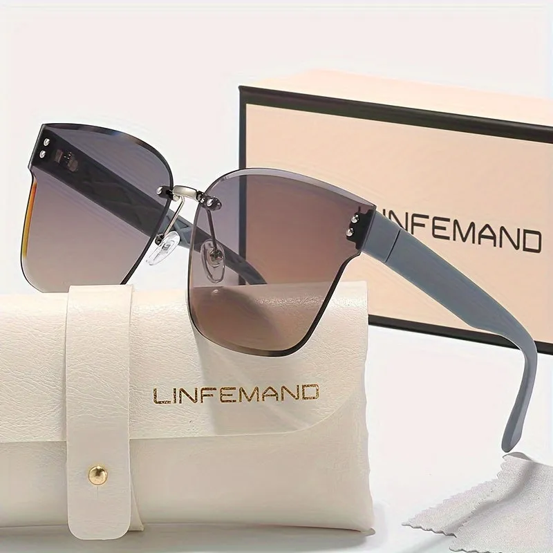 Frameless Gradient Cat Eye Glasses for Women