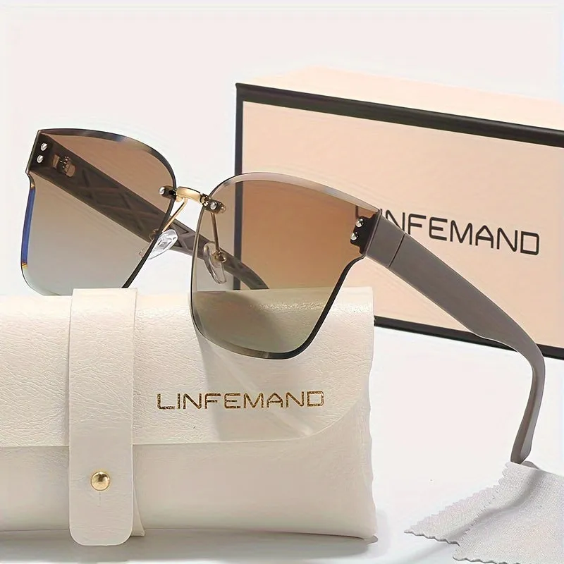 Frameless Gradient Cat Eye Glasses for Women