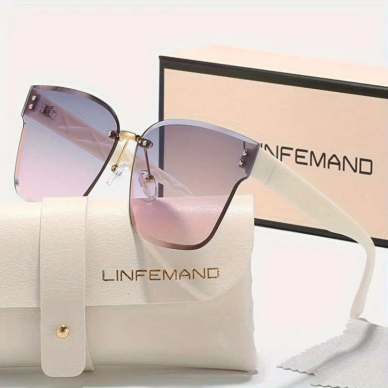 Frameless Gradient Cat Eye Glasses for Women