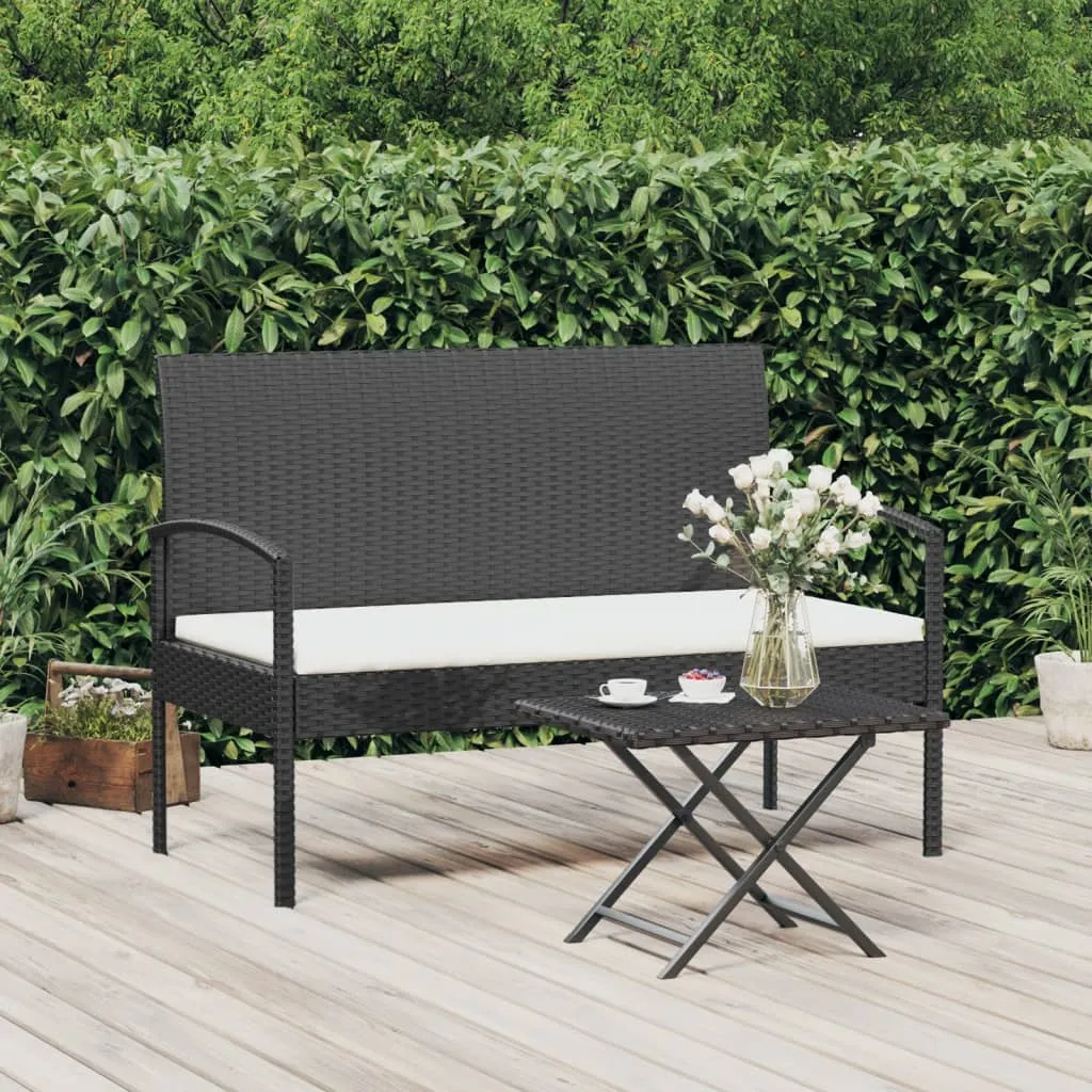 Garden Bench Outdoor Wicker Patio Park Bench with Cushion Poly Rattan