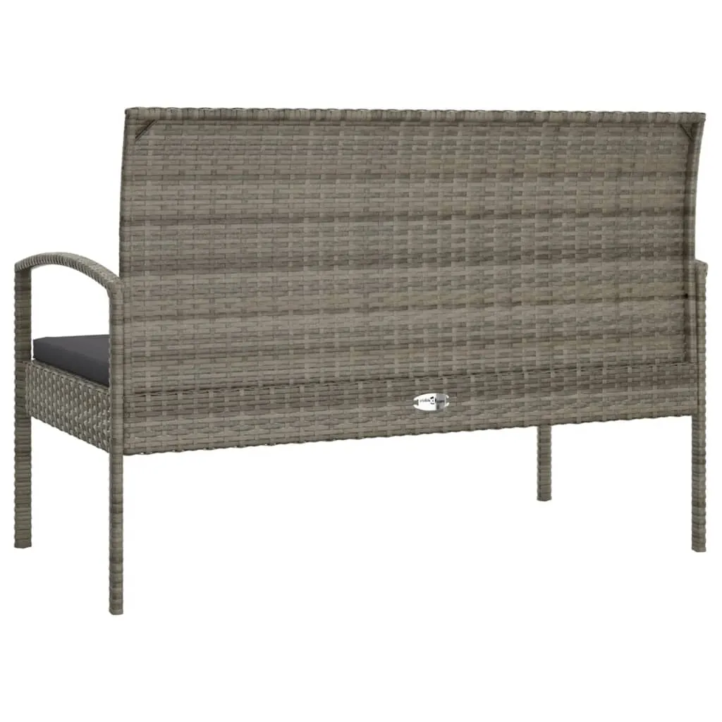 Garden Bench Outdoor Wicker Patio Park Bench with Cushion Poly Rattan