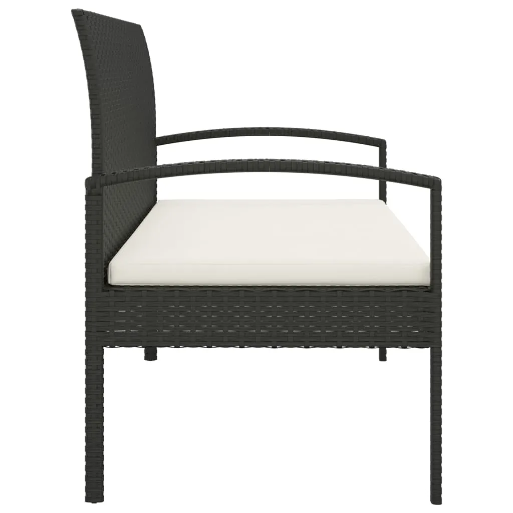 Garden Bench Outdoor Wicker Patio Park Bench with Cushion Poly Rattan