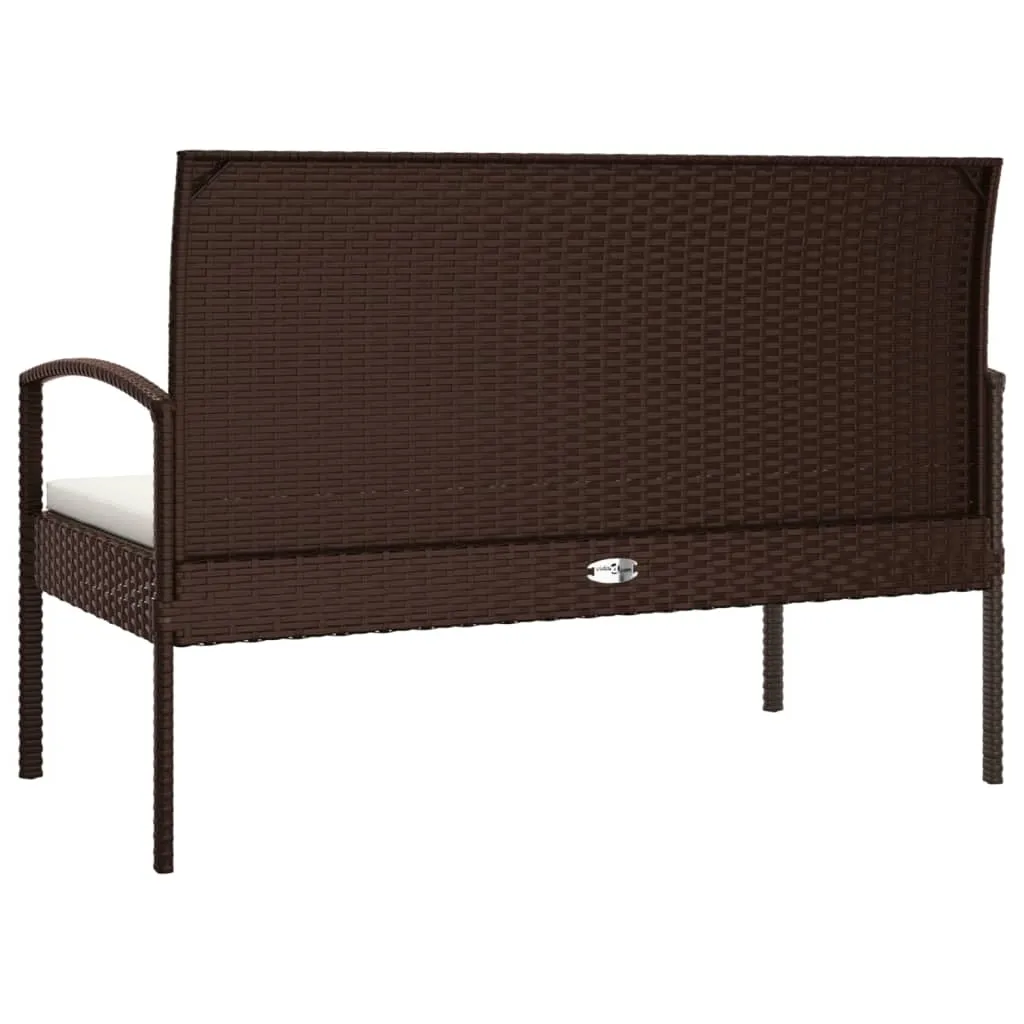 Garden Bench Outdoor Wicker Patio Park Bench with Cushion Poly Rattan