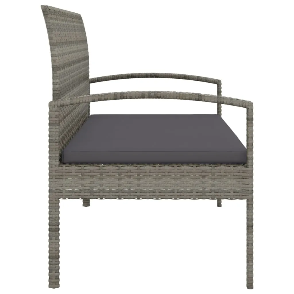 Garden Bench Outdoor Wicker Patio Park Bench with Cushion Poly Rattan