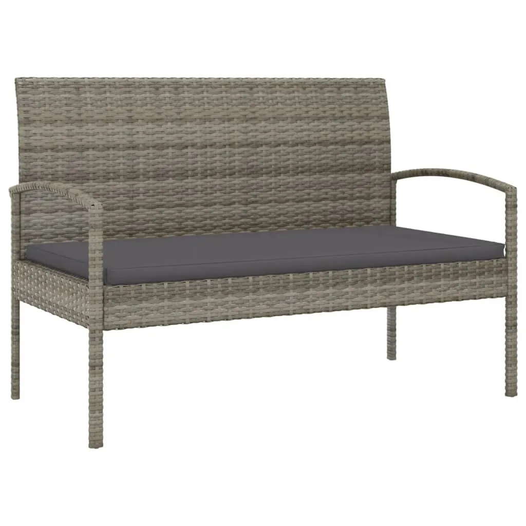 Garden Bench Outdoor Wicker Patio Park Bench with Cushion Poly Rattan