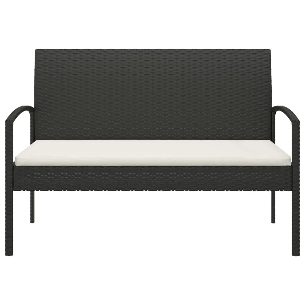 Garden Bench Outdoor Wicker Patio Park Bench with Cushion Poly Rattan