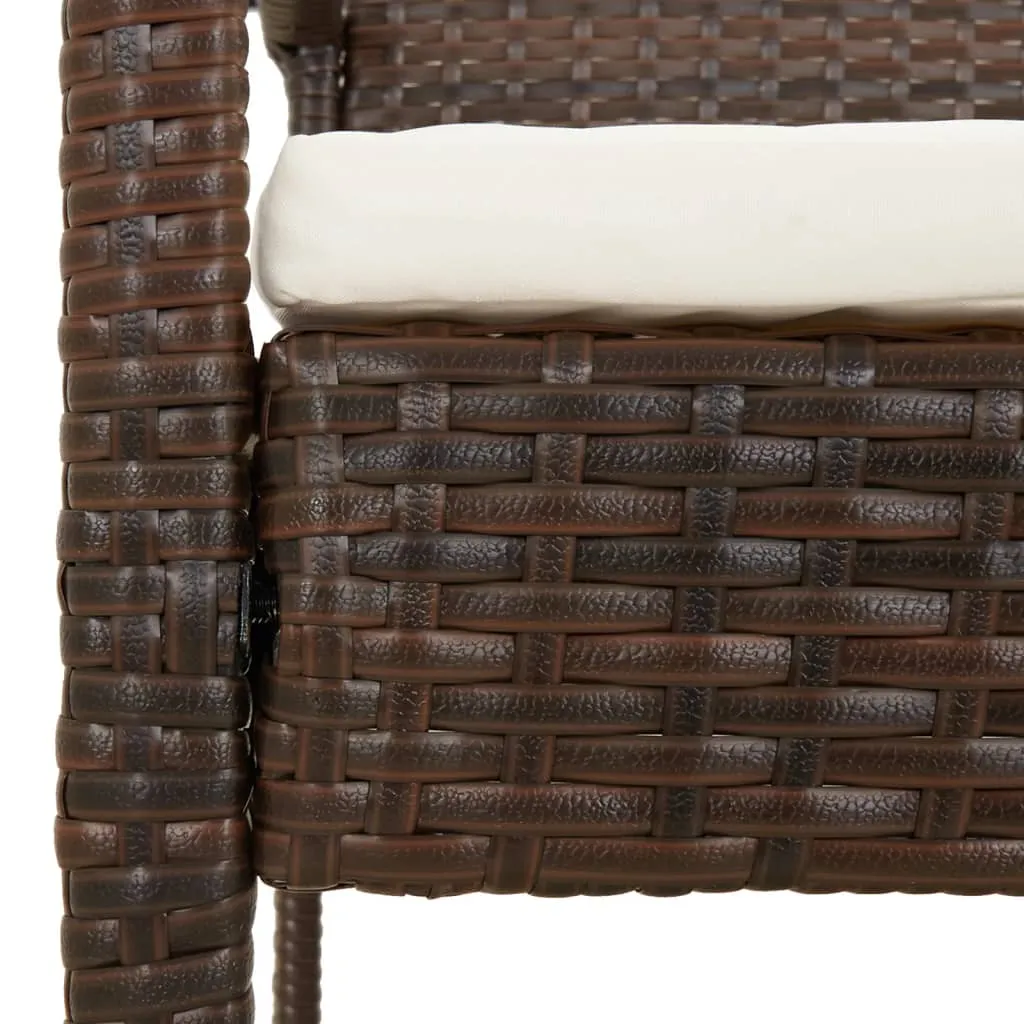 Garden Bench Outdoor Wicker Patio Park Bench with Cushion Poly Rattan