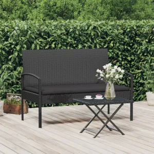 Garden Bench Outdoor Wicker Patio Park Bench with Cushion Poly Rattan
