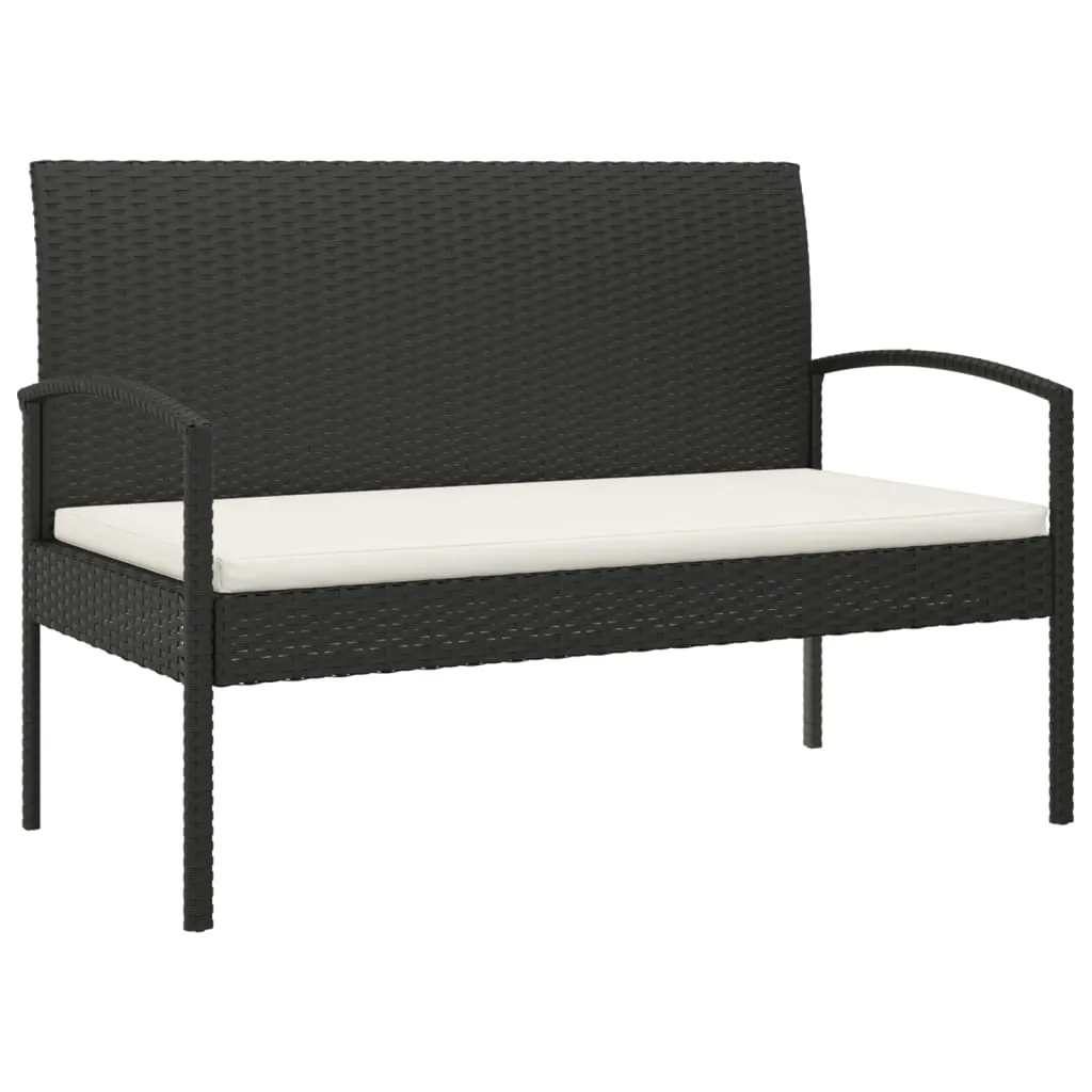 Garden Bench Outdoor Wicker Patio Park Bench with Cushion Poly Rattan