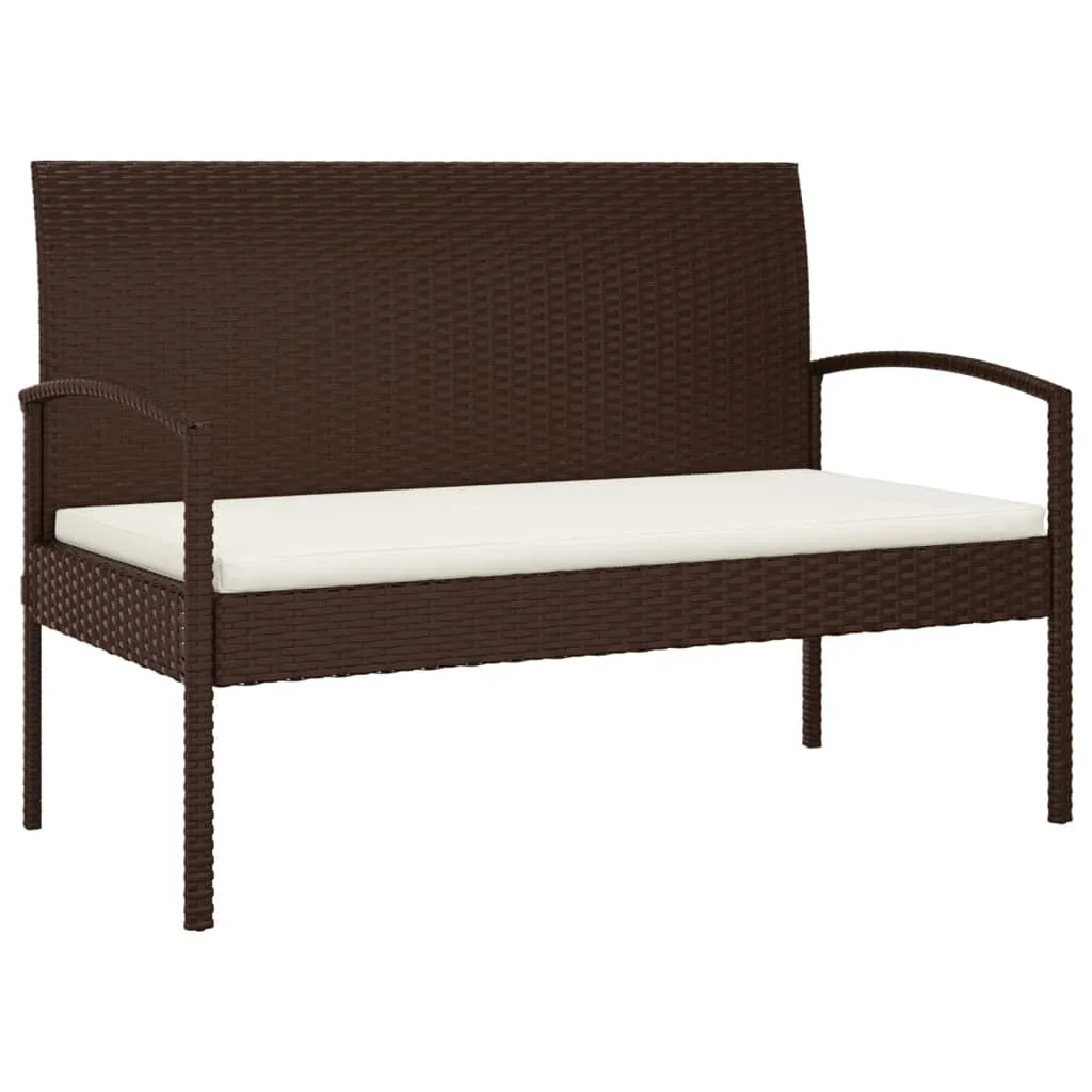 Garden Bench Outdoor Wicker Patio Park Bench with Cushion Poly Rattan