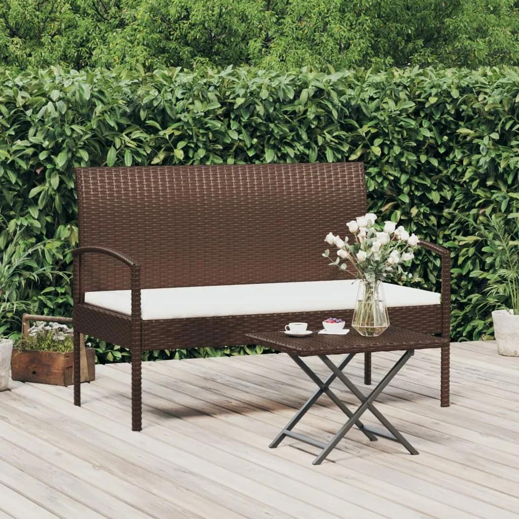 Garden Bench Outdoor Wicker Patio Park Bench with Cushion Poly Rattan