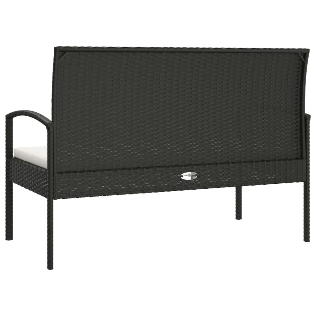 Garden Bench Outdoor Wicker Patio Park Bench with Cushion Poly Rattan