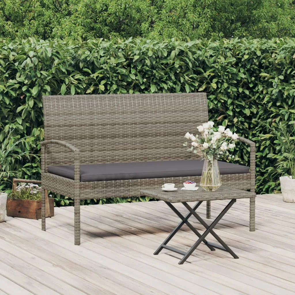 Garden Bench Outdoor Wicker Patio Park Bench with Cushion Poly Rattan