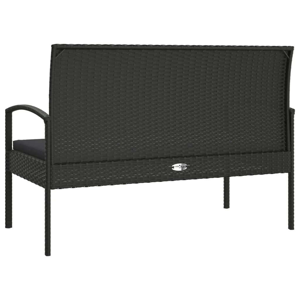 Garden Bench Outdoor Wicker Patio Park Bench with Cushion Poly Rattan