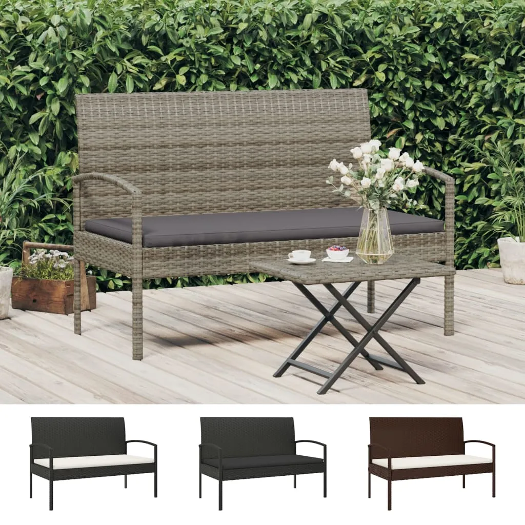 Garden Bench Outdoor Wicker Patio Park Bench with Cushion Poly Rattan
