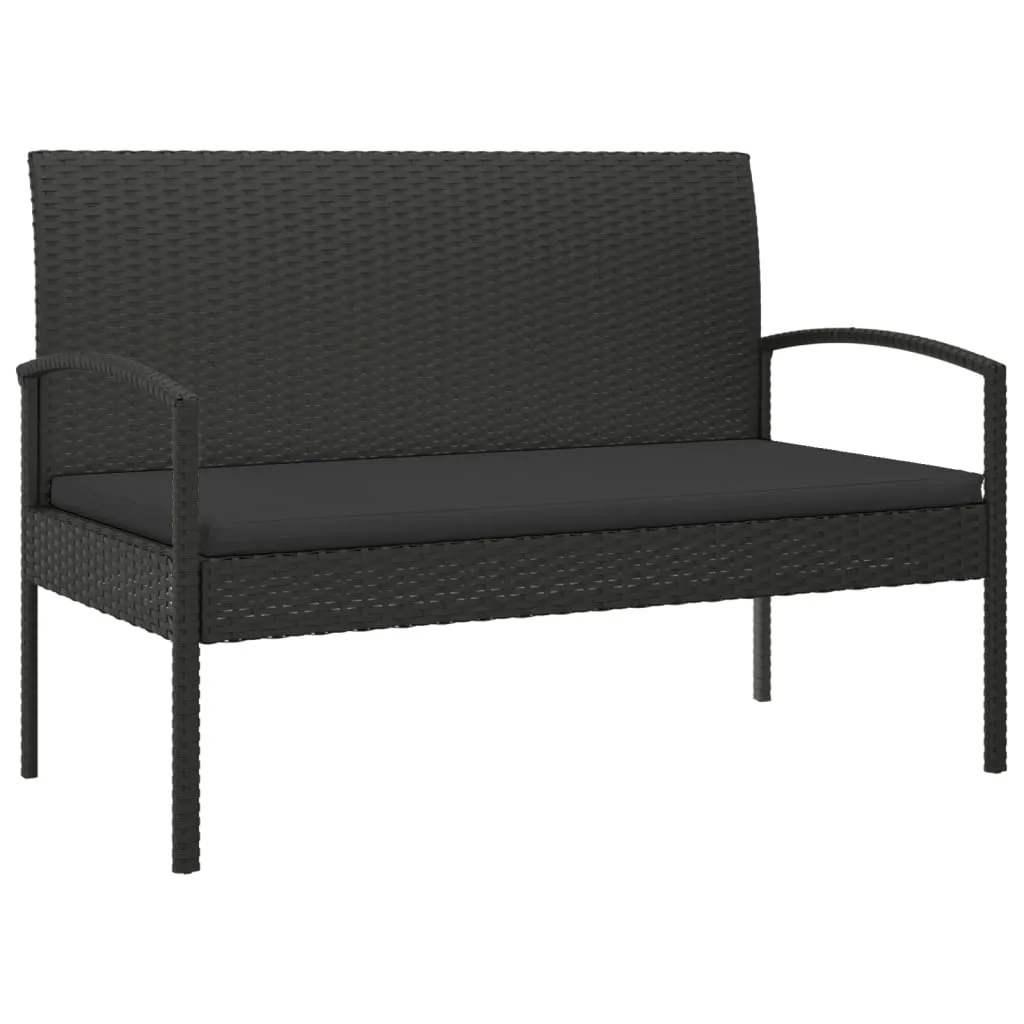 Garden Bench Outdoor Wicker Patio Park Bench with Cushion Poly Rattan