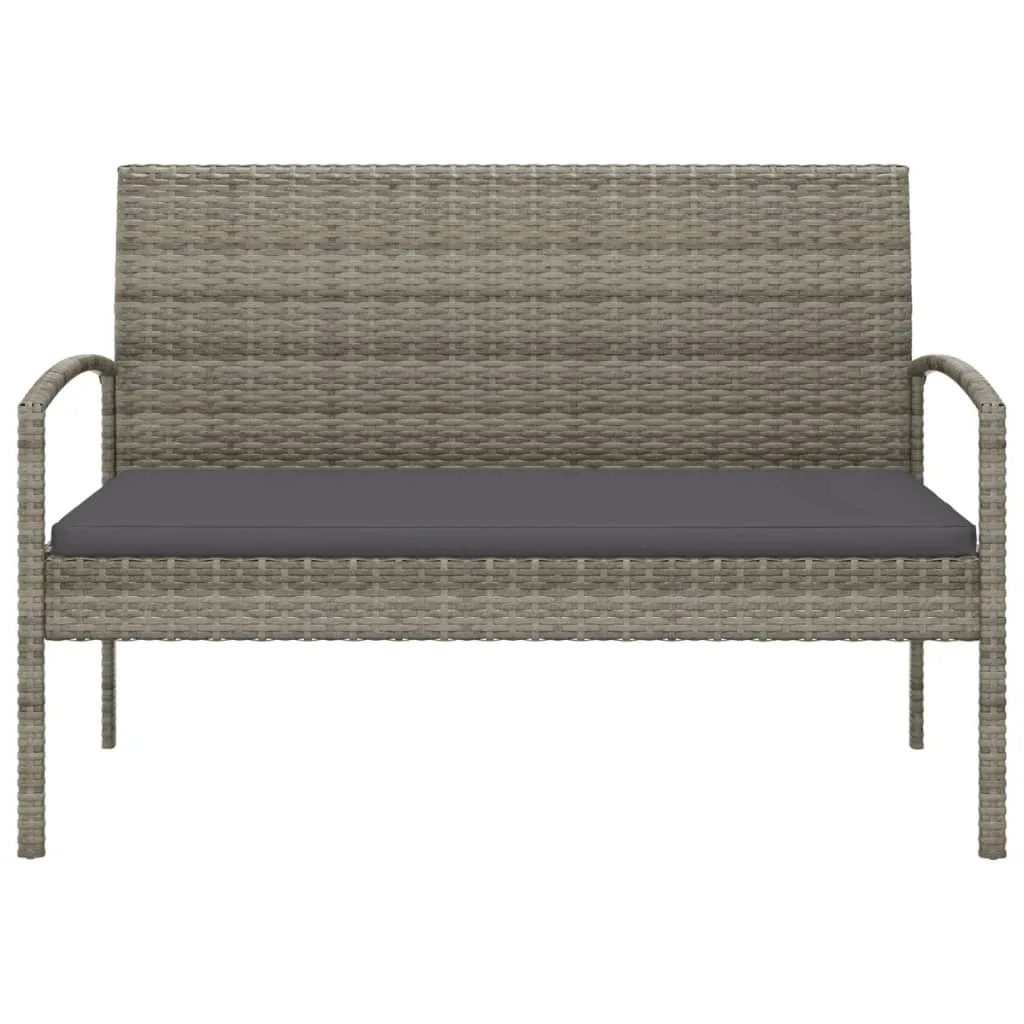 Garden Bench Outdoor Wicker Patio Park Bench with Cushion Poly Rattan