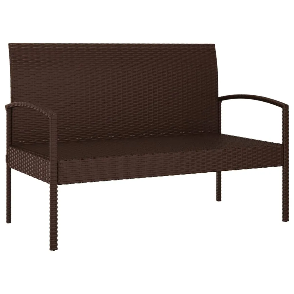Garden Bench Outdoor Wicker Patio Park Bench with Cushion Poly Rattan