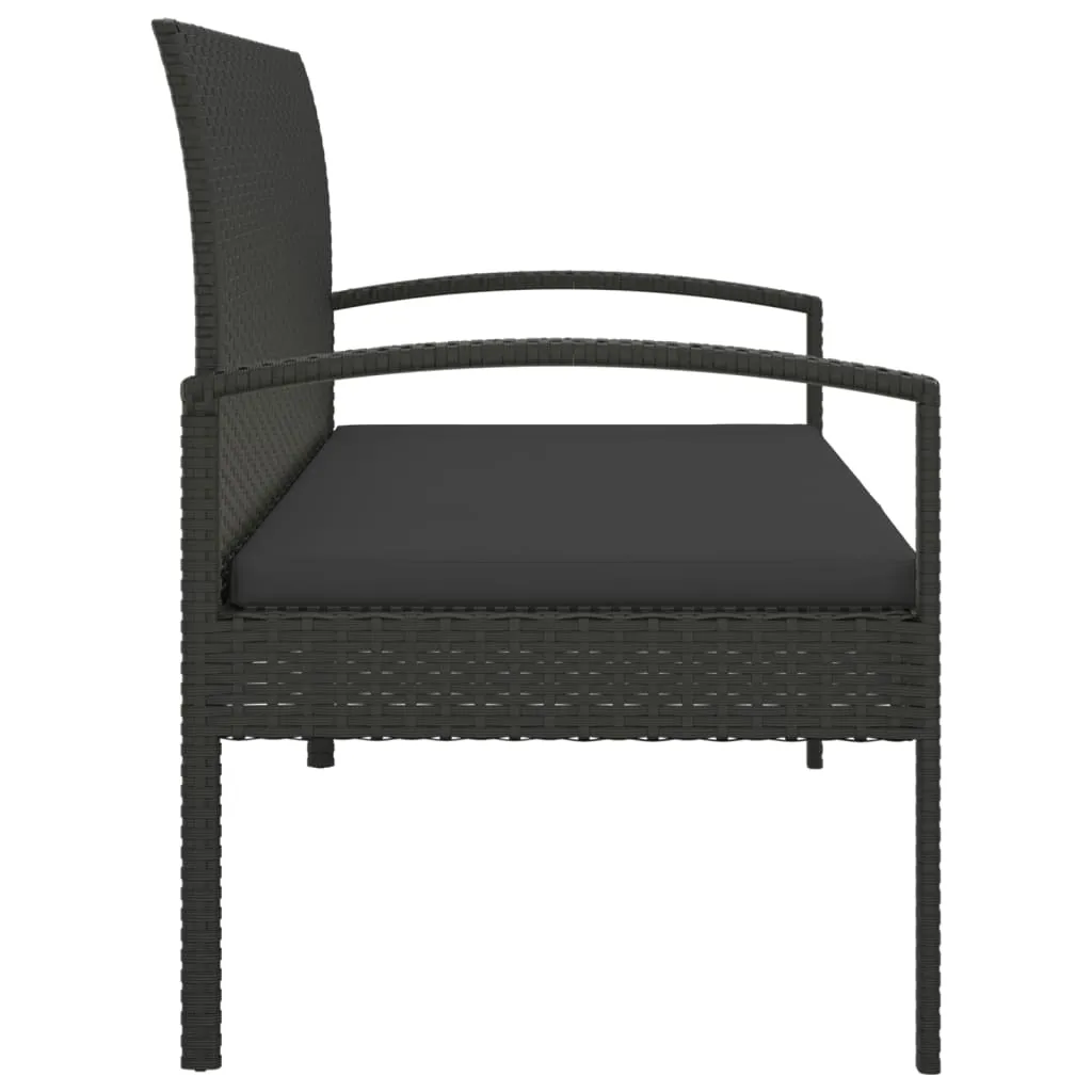 Garden Bench Outdoor Wicker Patio Park Bench with Cushion Poly Rattan