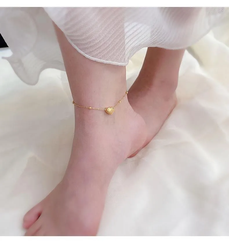 Heart Beaded Chain Anklet