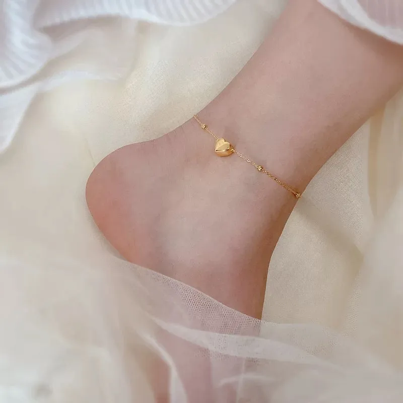 Heart Beaded Chain Anklet