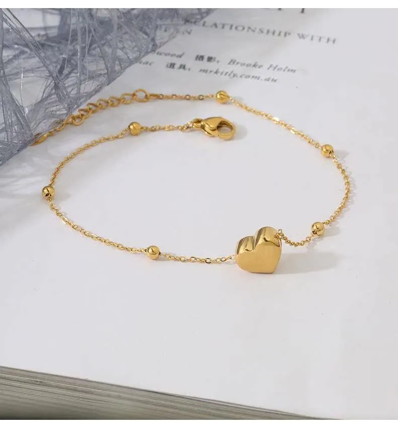 Heart Beaded Chain Anklet
