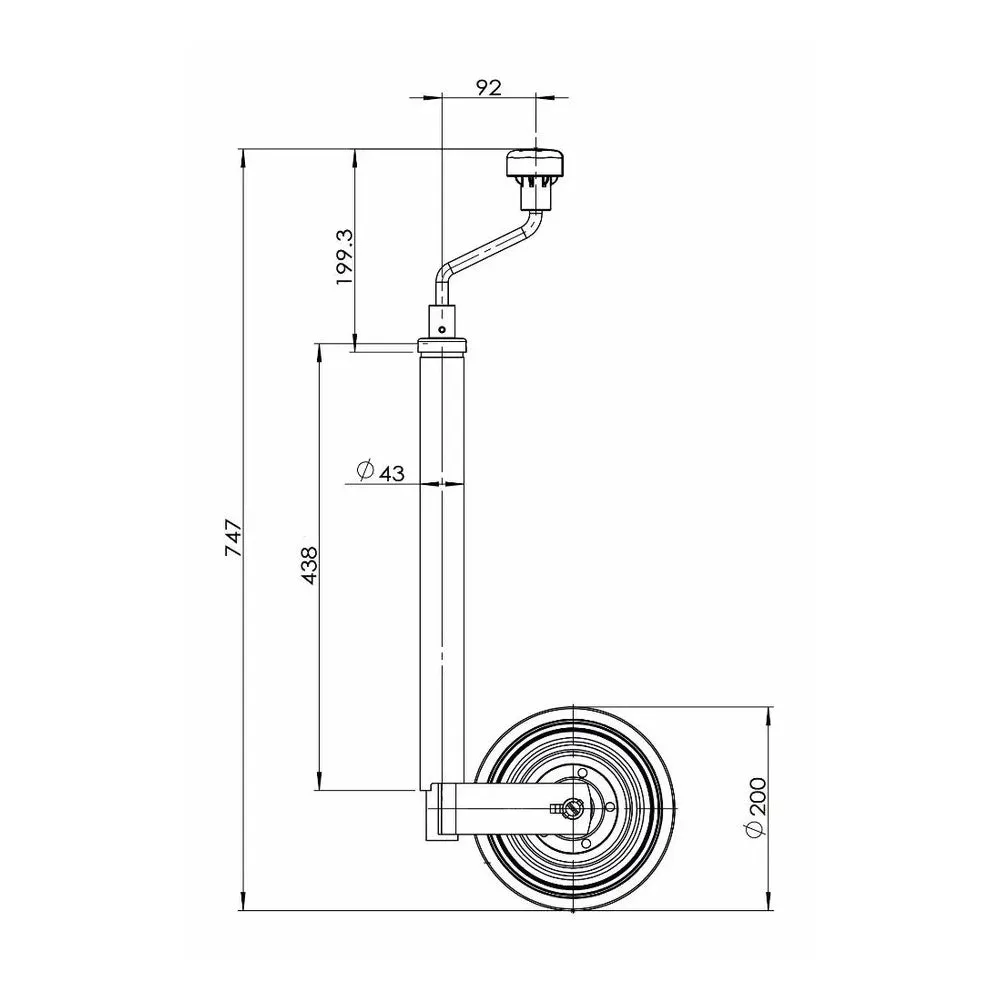 Kartt 42mm Commercial Trailer Jockey Wheel 150kg with Turn Lock