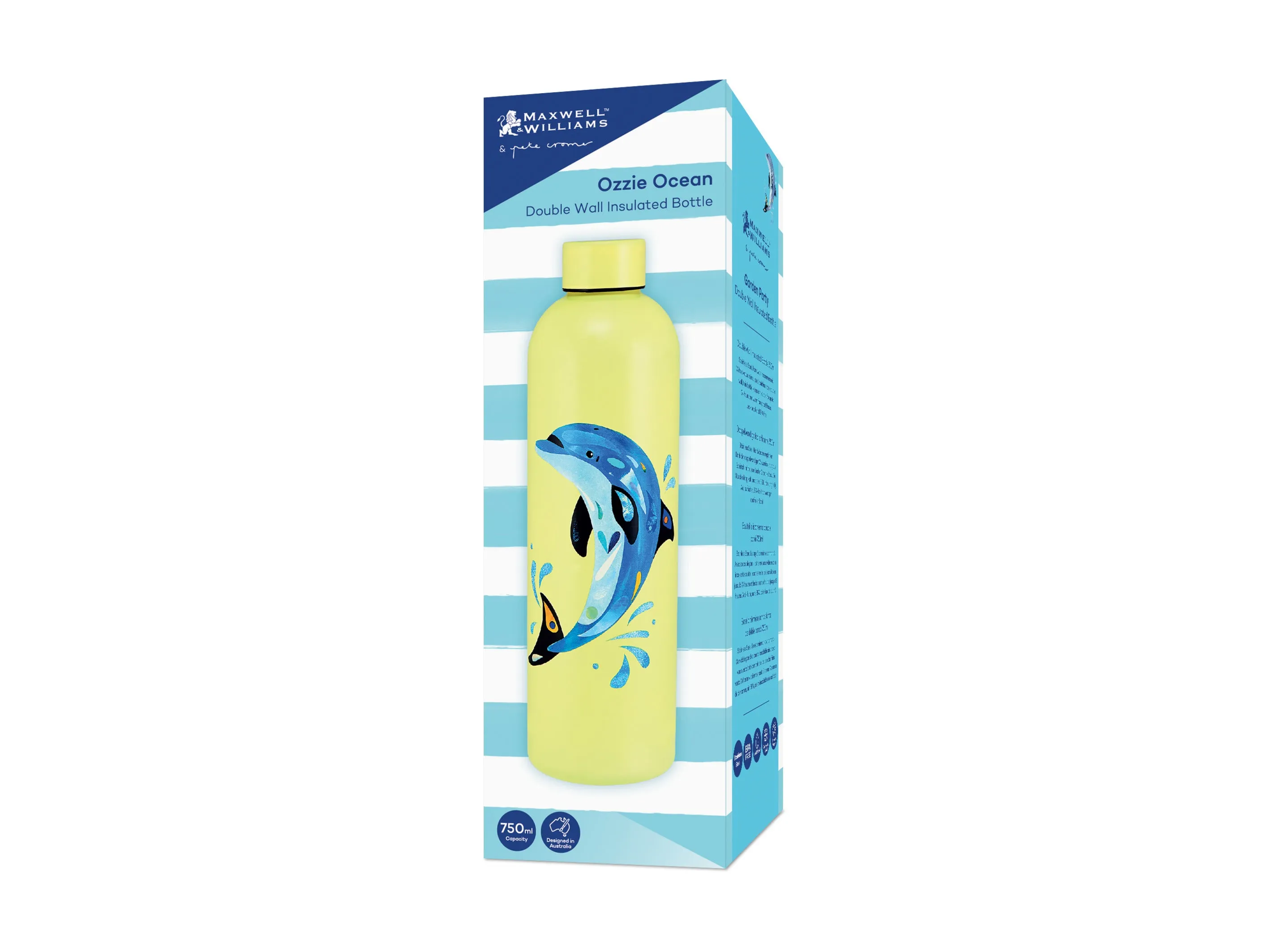 Maxwell & Williams Pete Cromer Ozzie Ocean Double Wall Insulated Bottle 750ml - Dolphin