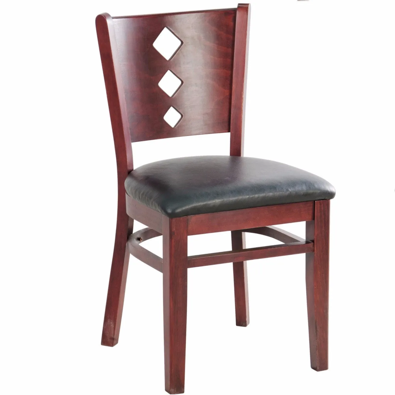 MK6236C Slotted Wooden Back Side Chair with Dark Mahogany Finish