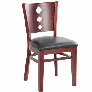 MK6236C Slotted Wooden Back Side Chair with Dark Mahogany Finish