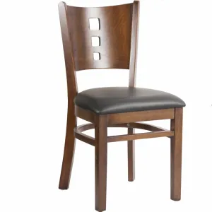 MK6236D Slotted Wooden Back Side Chair with Walnut Finish
