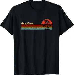 Outer Banks OBX North Carolina Retro Vintage Sunset T-Shirt