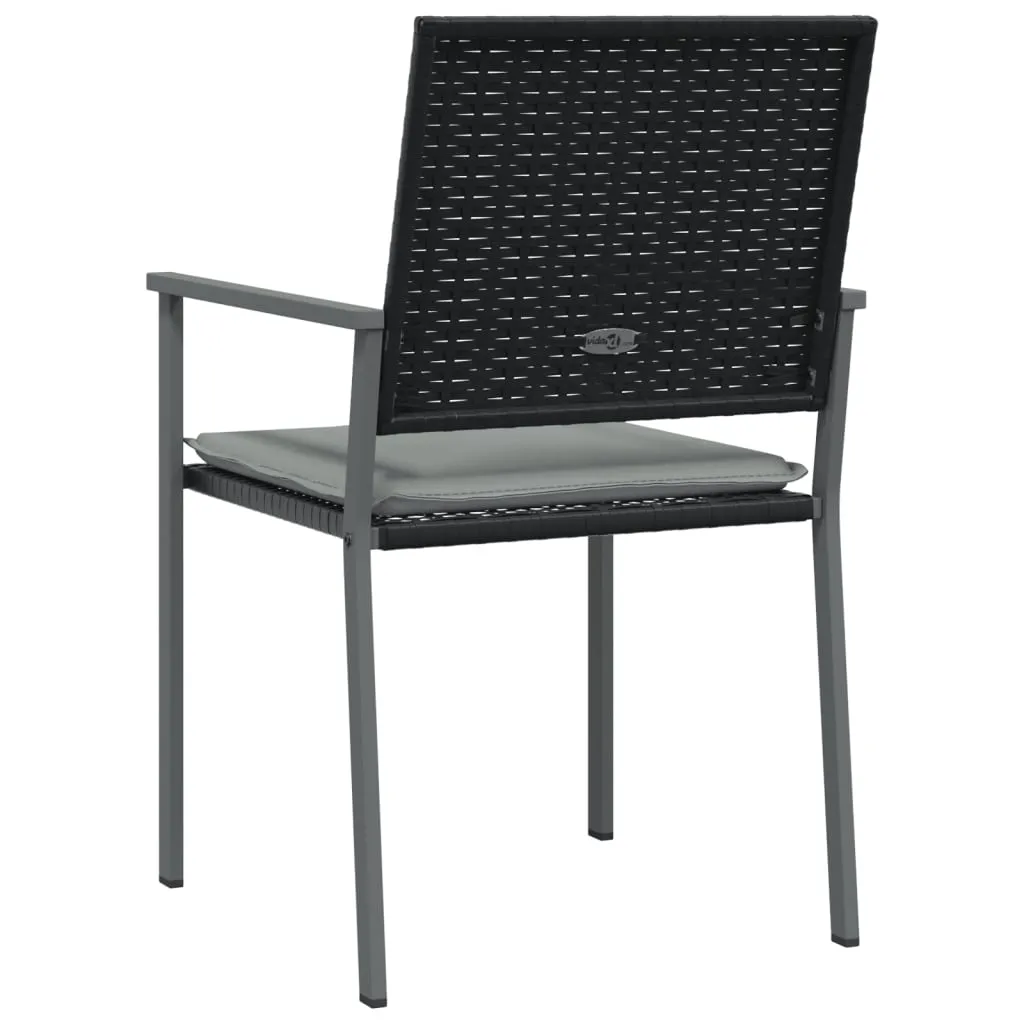 Patio Chairs with Cushions 2 pcs Black 21.3"x24.6"x35" Poly Rattan