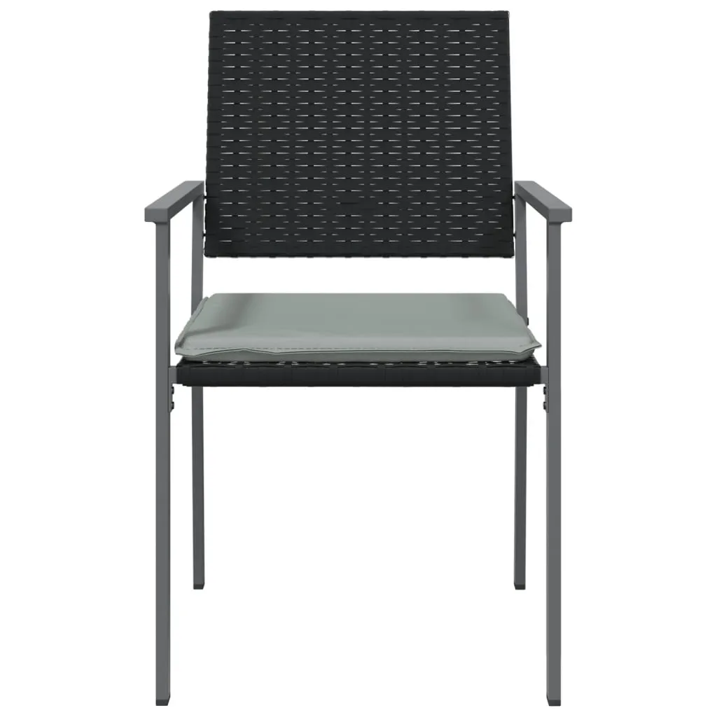Patio Chairs with Cushions 2 pcs Black 21.3"x24.6"x35" Poly Rattan