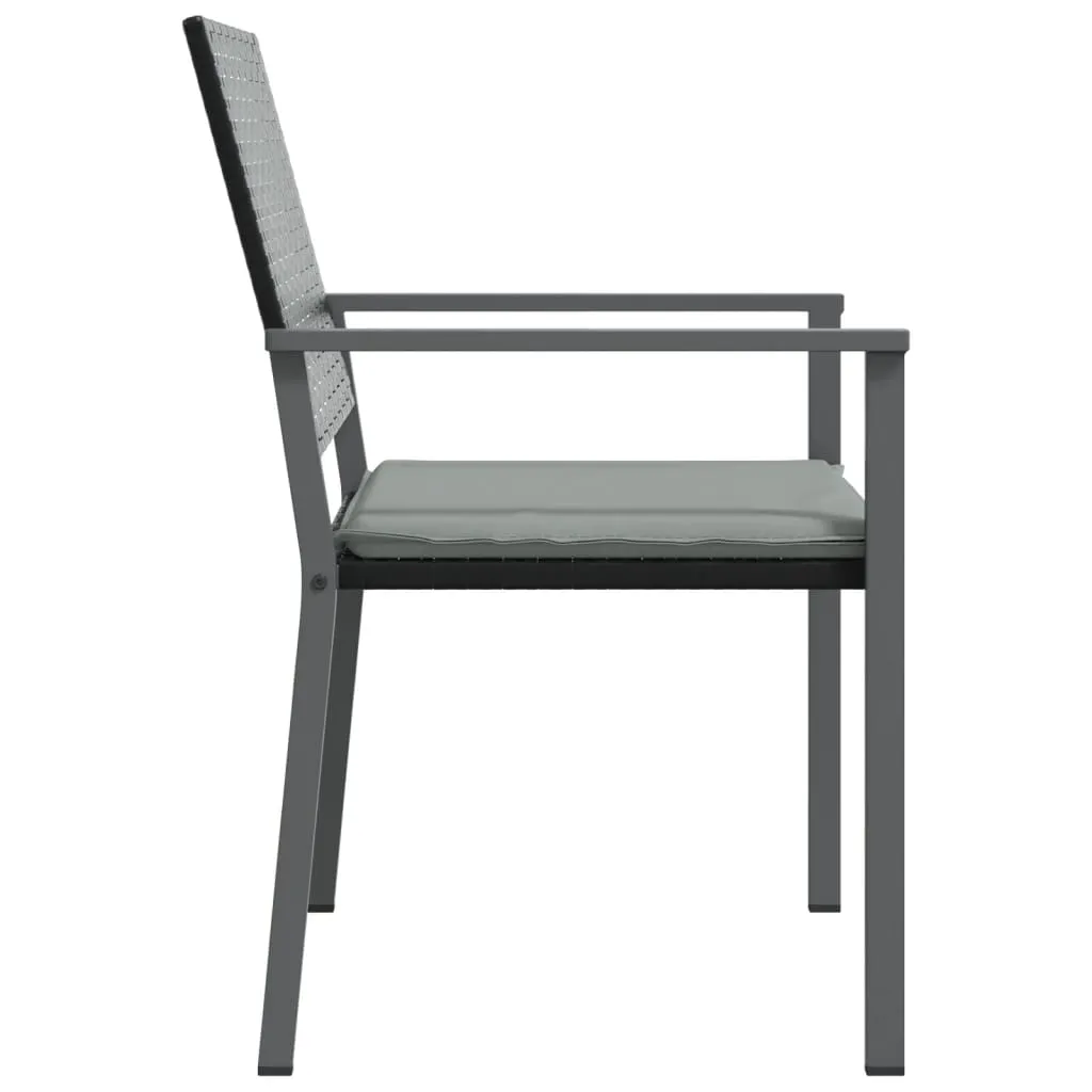 Patio Chairs with Cushions 2 pcs Black 21.3"x24.6"x35" Poly Rattan