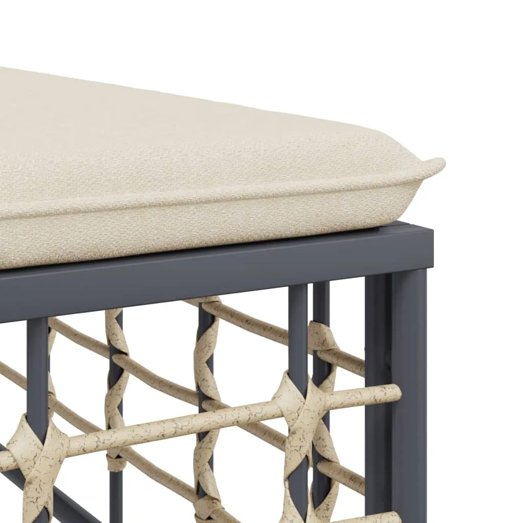 Patio Corner Sofa with Beige Cushions Poly Rattan