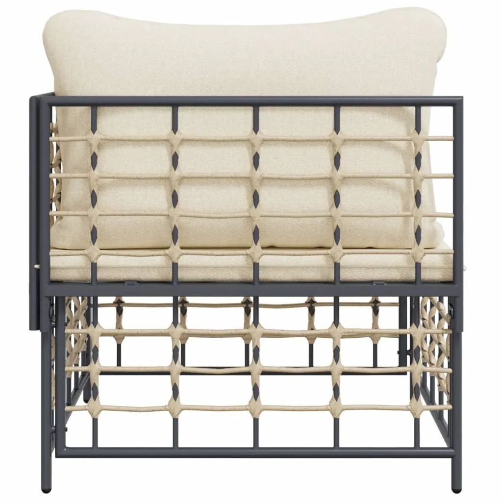 Patio Corner Sofa with Beige Cushions Poly Rattan