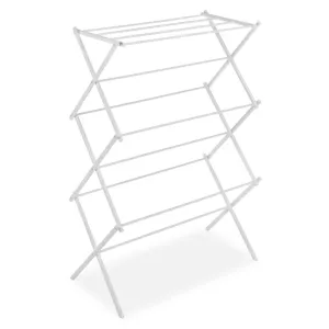 White Folding Laundry Dryer Clothes Drying Rack - Sturdy Steel Desig
